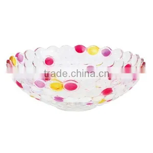 Colorful Glass Fruit Bowl Fancy Fruit Tray Salad and Candy Plate Big Size Round Glass Dish BHL-P5 thumbnail-1