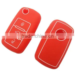 Red VW Key Cover Silicone Red Remote Cases For Volkswagen thumbnail-1