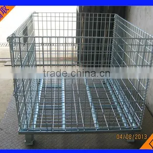 Folding Rolling Metal Steel Wire Mesh Warehouse Storage Cage thumbnail-4