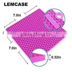 Manufacturer Silicone Pot Holder Mat Trivet Mat 7" x 7" Multipurpose Heat Resistance Hot Pad - Red Blue Green Purple thumbnail-1