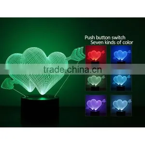 3D Illusion LOVE Gift LED Modern Night Light 7 Color Touch Table Lamp for Christmas New Year Valentine Gift thumbnail-1