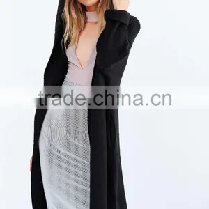 Cozy Hooded Open Longline Sweater Coat Oversized Fit Women's Winter Long Mature Coat Latest Design thumbnail-4