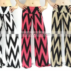Women's Plus Size High Waist Trouses ,chevron Zigzag Print Loose Palazzo Wide Leg Pants thumbnail-1