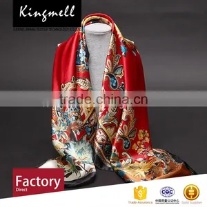Custom Fashion Digital Printing Polyester Satin Lady Scarf thumbnail-3