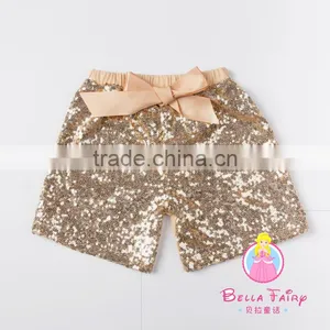 2016 New Colors Boutique Wholesale Little Baby Girls Shiny Sequin Tight Shorts Casual Clothes Short Bow Girls Leggings Pants thumbnail-2