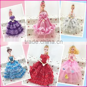 2016 Best Selling Beautiful Handmade Long Doll Clothing Barbie Doll Girl Dress thumbnail-1