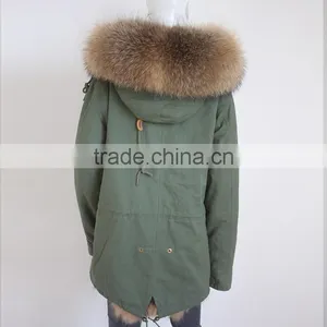 Myfur China Wholesale Fur Parka Mujer With Real Fox Fur Lining Raccoon Fur Collar Hooded thumbnail-4