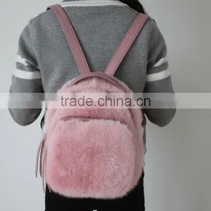 Myfur Cute Baby Pink Girls Fashion Mink Fur Leather Backpack Customized Bags thumbnail-5