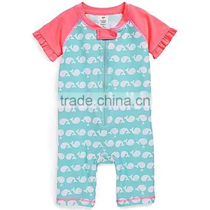 UV Protection 50+ Kids One Piece Half Zipper Custom Printed Rash Guard thumbnail-1