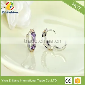 Latest Design Jewelry Copper Material Gold Plated Cubic Zirconia cz Stud Earrings thumbnail-4