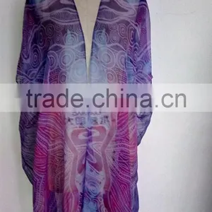 100% Polyester Women Printed Beach Boho Kimono/kaftans,Casual Fashion Chiffon Kaftans For Women thumbnail-1
