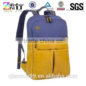 Khaki Brown Aztec Canvas and Leather Trim Computer Shoulder Backpack Bags thumbnail-4
