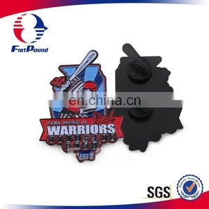 Baseball Player Off-Set Printing Lapel Pin With Spray Black thumbnail-5