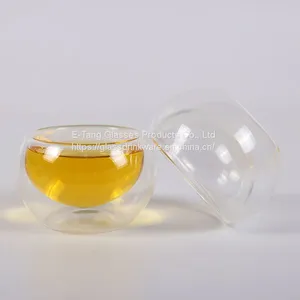 Wholesale Factory Price Amazon Custom Logo 50ml 2oz Double Wall Glass Cup, Drinking Glasses, Double Wall Mini Glass thumbnail-1
