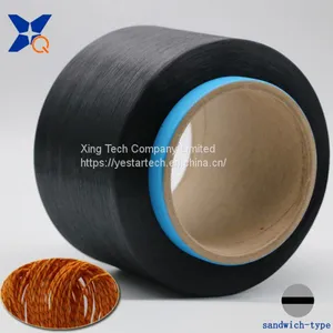 Black Carbon Conductive Polyester Fiber Filaments 50D/8F Sandwich Type for Anti Static Harness Cord/ESD Yarn/ESD Fabric-XTAA249 thumbnail-2
