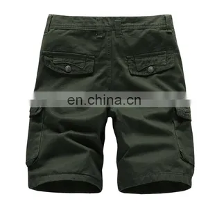 Mens Twill Denim Zip Fly Casual Chino Cargo Shorts Pants With Pocket thumbnail-3