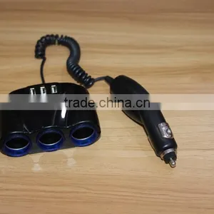 DC 12-24V Car Cigarette Lighter Plug With 3 Power Socket and 3 USB Ports thumbnail-3