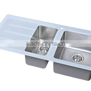 Glass Sink Stainless Steel Hand Made Kitchen Sink thumbnail-1