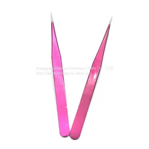 Stainless Steel Macaron Purple Hand Account Tool Tweezers Graft Eyelashes Multifunctional Bird's Nest Straight Elbow Diy Cute Sticker Straight Head thumbnail-1