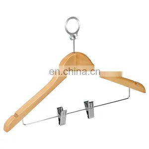 Standard Hotel Custom Logo Natural Suit Jacket Coat Clothes Wooden Hangers ,anti-theft YKL-YJHM003 thumbnail-1