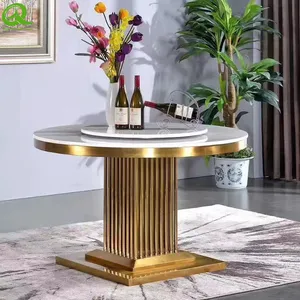 Wholesale Luxury Dining Table Set With Marble Top Stainless Steel Dining Table thumbnail-2