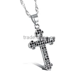 Drill Microscope Zircon Set Auger Cross Pendant Gold Plated Necklace Unisex Lover Gifts thumbnail-4