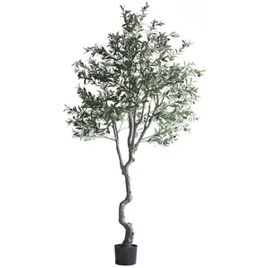Nearly Natural Real Touch Artificial Olive Potted Tree Branch Wood Pole Trunk Olive Trees Plants for Hotel Restaurant Decor thumbnail-2