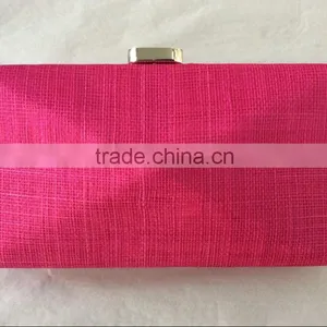 Fashion Bright Color Satin Linen Clutches Purse Fabric Party Bags thumbnail-1