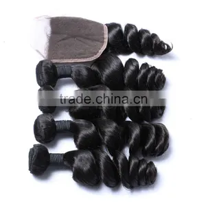 Mongolian Deep Loose Rose Wave Curly Virgin Remy Hair Extensions With Back Closure Silk Lace Closure Hair Supplier's Choice thumbnail-4