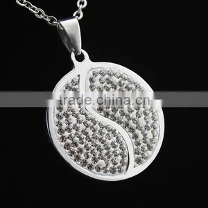 Stainless Steel Diamond Tai Chi Yin Yang Necklace Jewelry Wholesale thumbnail-1
