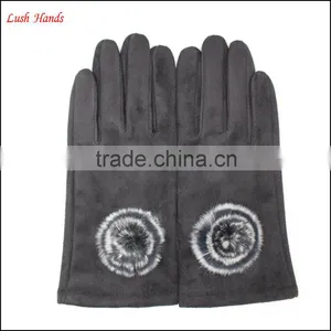 Fashion Tight Leather Gloves for Women With Fur Ball thumbnail-1