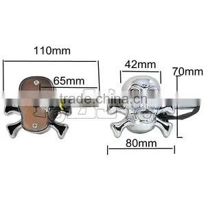 BJ-SL-056S New Arrival Chrome Short Stem ABS Plastic Skull LED Motorcycle Turn Signal Blinker Light thumbnail-2