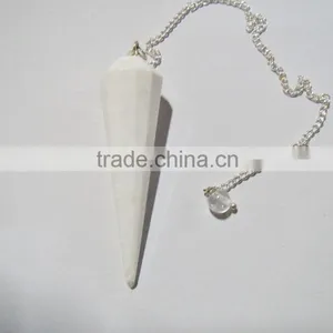 Scolecite 12-Facet Natural Gemstone Pendulum thumbnail-1