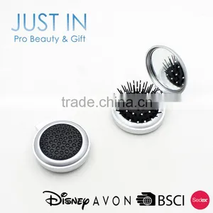 Hot Sale Plastic Travel Portable Makeup Mirror With Brush thumbnail-1