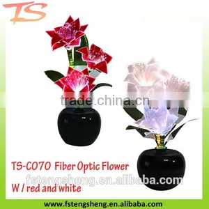 Christmas Decor LED Color Changing Fiber Optic Silk Flowers White or Red Choose Indoor Use thumbnail-3