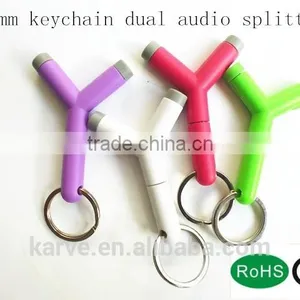 2014 New Arriver 3.5mm Optical Audio Splitter Sound Splitter Keychain Dual Audio Splitter for Cellphone thumbnail-1