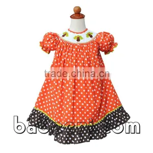 Thanksgiving Girl Bishop Dress With Turkey Smocked Pattern thumbnail-1