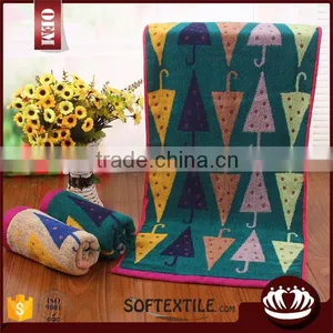 100% Cotton Yarn Dyed Jacquard Umbrella Soft Face Towel for Korea Market thumbnail-1