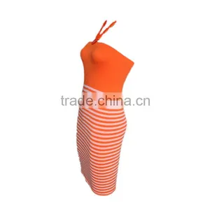 Pictures of Mature Women With Short Skirt Straps Halter Neck Fringled Trims Women Short Dress for Wholesale thumbnail-2