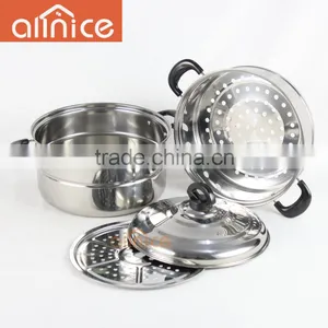 Multi-layer Stainless Steel Steamer Cooking Pot With Steel Lid Bakelite Handles thumbnail-3