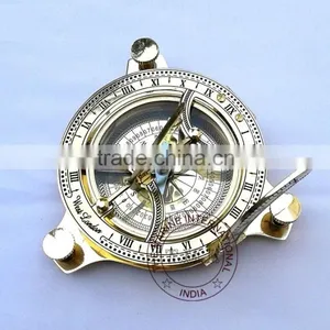 BRASS SUNDIAL COMPASS - NAUTICAL VINTAGE SUNDIAL COMPASS - MARINE MARITIME GIFT thumbnail-2