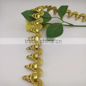 Braid Ribbon Upholstery Lamp Shade Antique Vintage Gold Metallic Lace Trims thumbnail-1