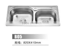 Two Bowls Square Shape Stainless Steel Kitchen Sink thumbnail-5