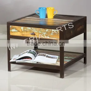 INDIAN IRON WOOD SIDE TABLE WITH 1 DRAWER, FOR HOME FURNITURE thumbnail-1