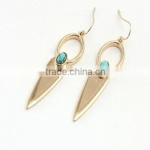 2016 Unique Fashion Design Gold Plated Polishing Turquoise Drop Earrings thumbnail-6