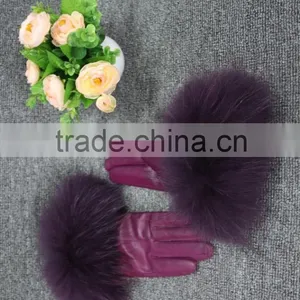 Fashion Lady Leather Glove Fur Cuff Glove Fox Leather Glove Hot Sale thumbnail-3