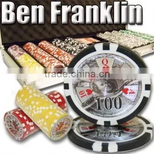 500pc Ben Franklin Professional Texas Customized Poker Chip Set thumbnail-1