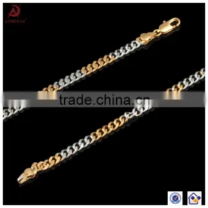 ATHENAA Two Tone Gold Plated Figaro Copper Bike Chain Bracelets thumbnail-2