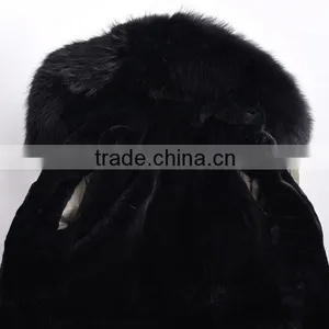 Women Fashion Long Fur Parka/ Raccoon Fur Parka/ Rex Rabbit Fur Lining Parka KZ160051 thumbnail-3