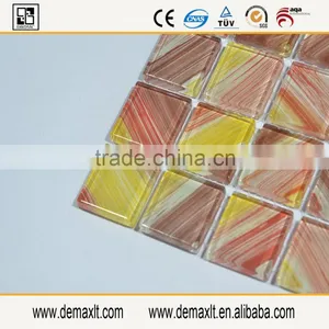 4mm Linear Wall Design Tile Good Price 25*25 Mixed Colour Glass Mosaic thumbnail-3